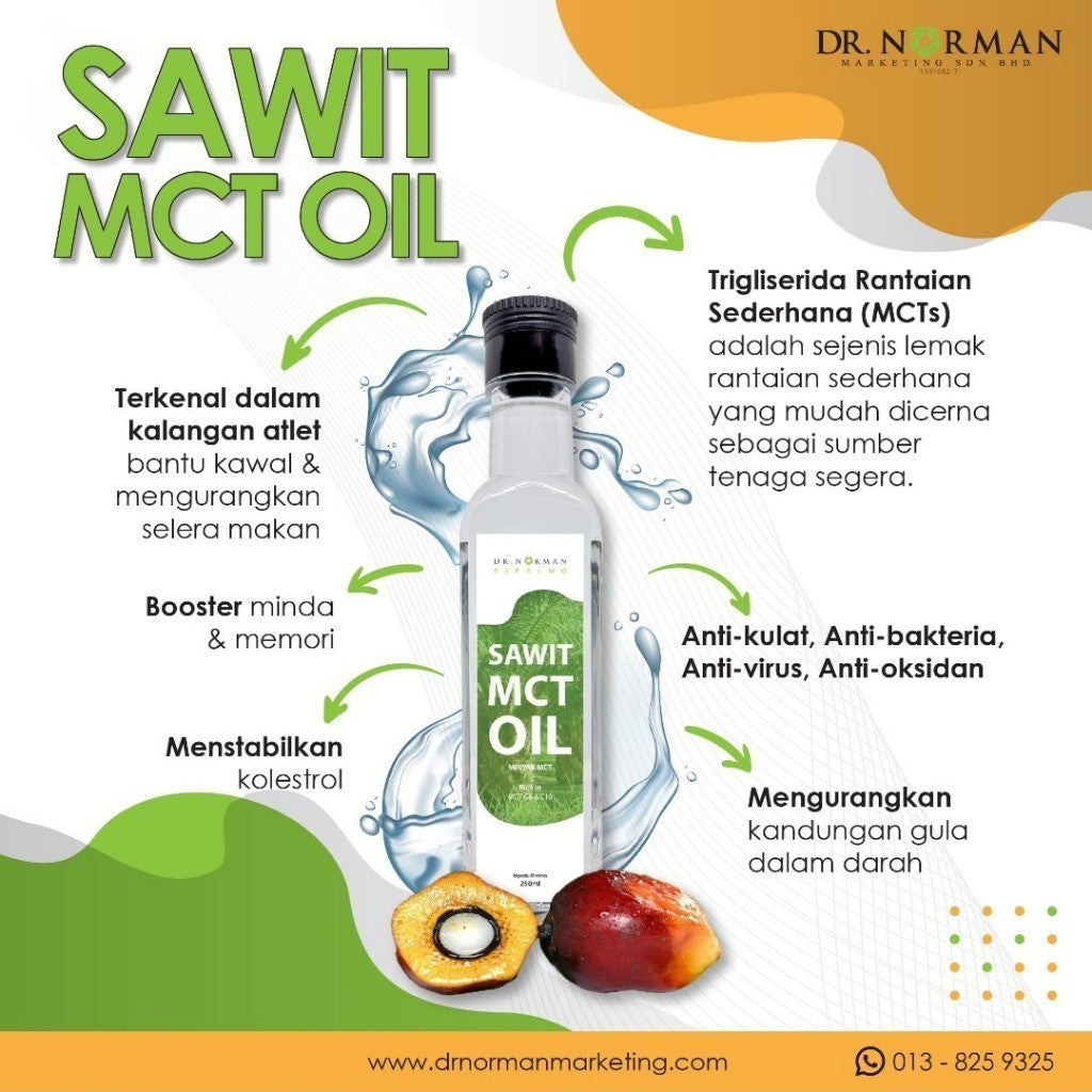 [DR NORMAN] SAWIT MCT OIL REPALMO 250ML BRAIN & ENERGY BOOSTER RICH IN MCT C8 & C10