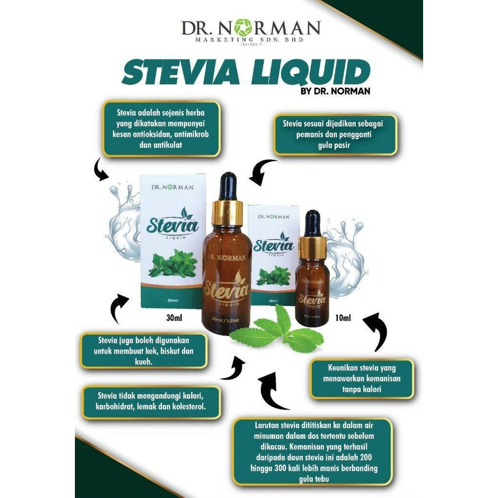 [DR NORMAN] STEVIA LIQUID NO SUGAR SWEETENER / PEMANIS ASLI SEMULAJADI STEVIA DROP TANPA KALORI