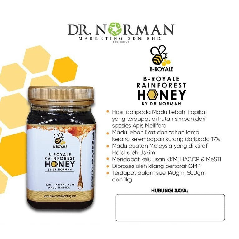 [DR NORMAN] B ROYAL MADU ASLI TROPIKA PURE RAINFOREST HONEY ORGANIC HALAL NO SUGAR