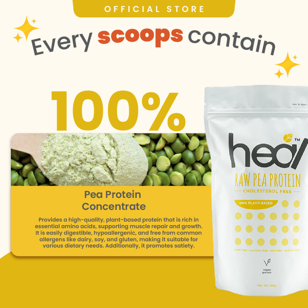 [HEAL] Raw Pea Protein Isolate Unflavored Vegan Plant Based Shake (15 Servings) RAW PROTEIN