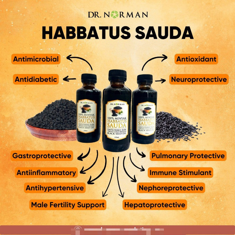 [DR NORMAN] MINYAK HABBATUS SAUDA (HSO) BLACK SEED OIL 100ML COLD PRESSED UNFILTERED