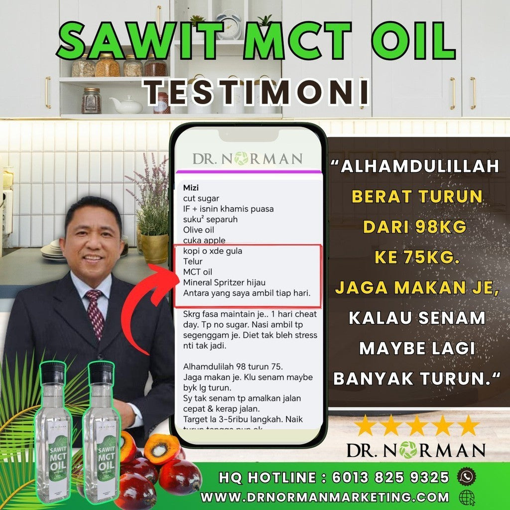 [DR NORMAN] SAWIT MCT OIL REPALMO 250ML BRAIN & ENERGY BOOSTER RICH IN MCT C8 & C10