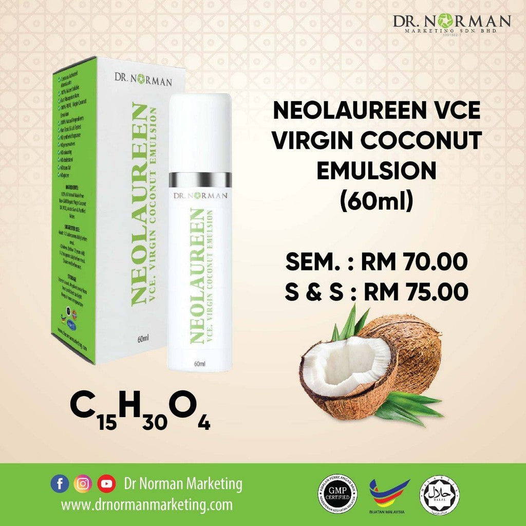 [DR NORMAN] NEOLAUREEN/ MONOLAURIN/ VIRGIN COCONUT EMULSION VCE NATURAL ANTIBIOTIC ENERGY BOOSTER 60ml