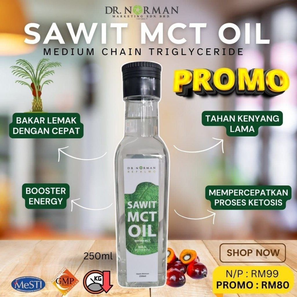 [DR NORMAN] SAWIT MCT OIL REPALMO 250ML BRAIN & ENERGY BOOSTER RICH IN MCT C8 & C10