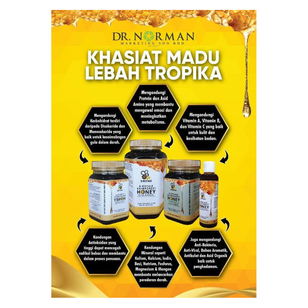 [DR NORMAN] B ROYAL MADU ASLI TROPIKA PURE RAINFOREST HONEY ORGANIC HALAL NO SUGAR