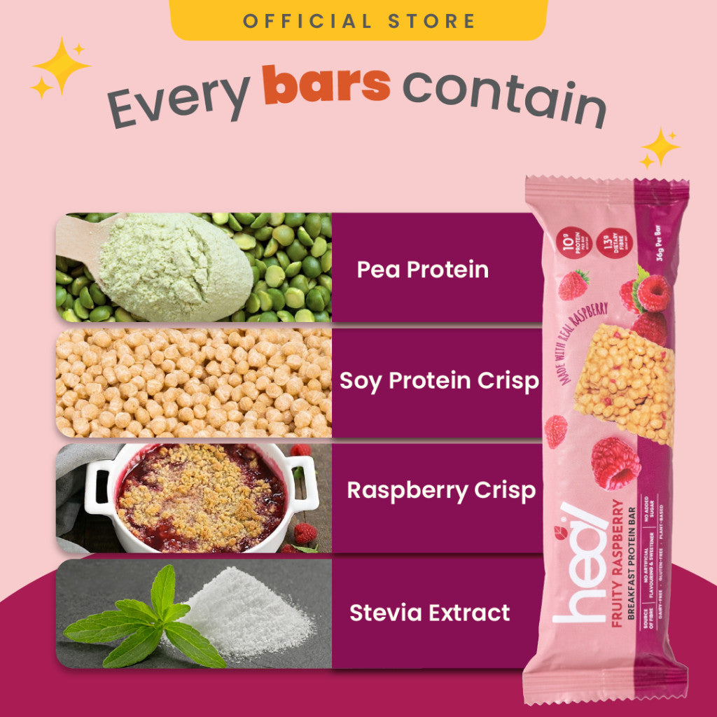 [HEAL] PROTEIN BAR Chocolate Crunch/ Fruity Raspberry Breakfast snack high protein