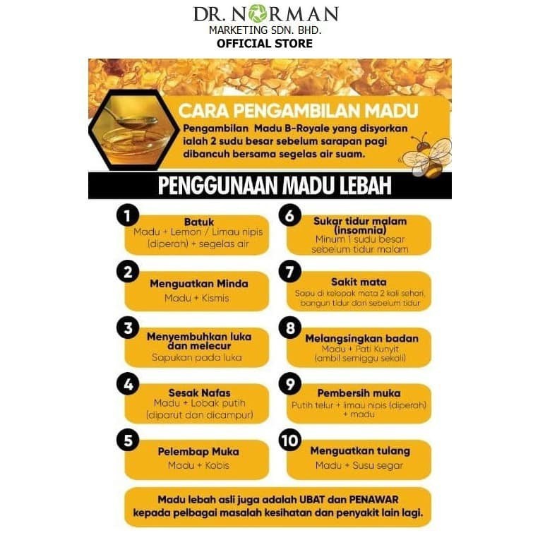 [DR NORMAN] B ROYAL MADU ASLI TROPIKA PURE RAINFOREST HONEY ORGANIC HALAL NO SUGAR