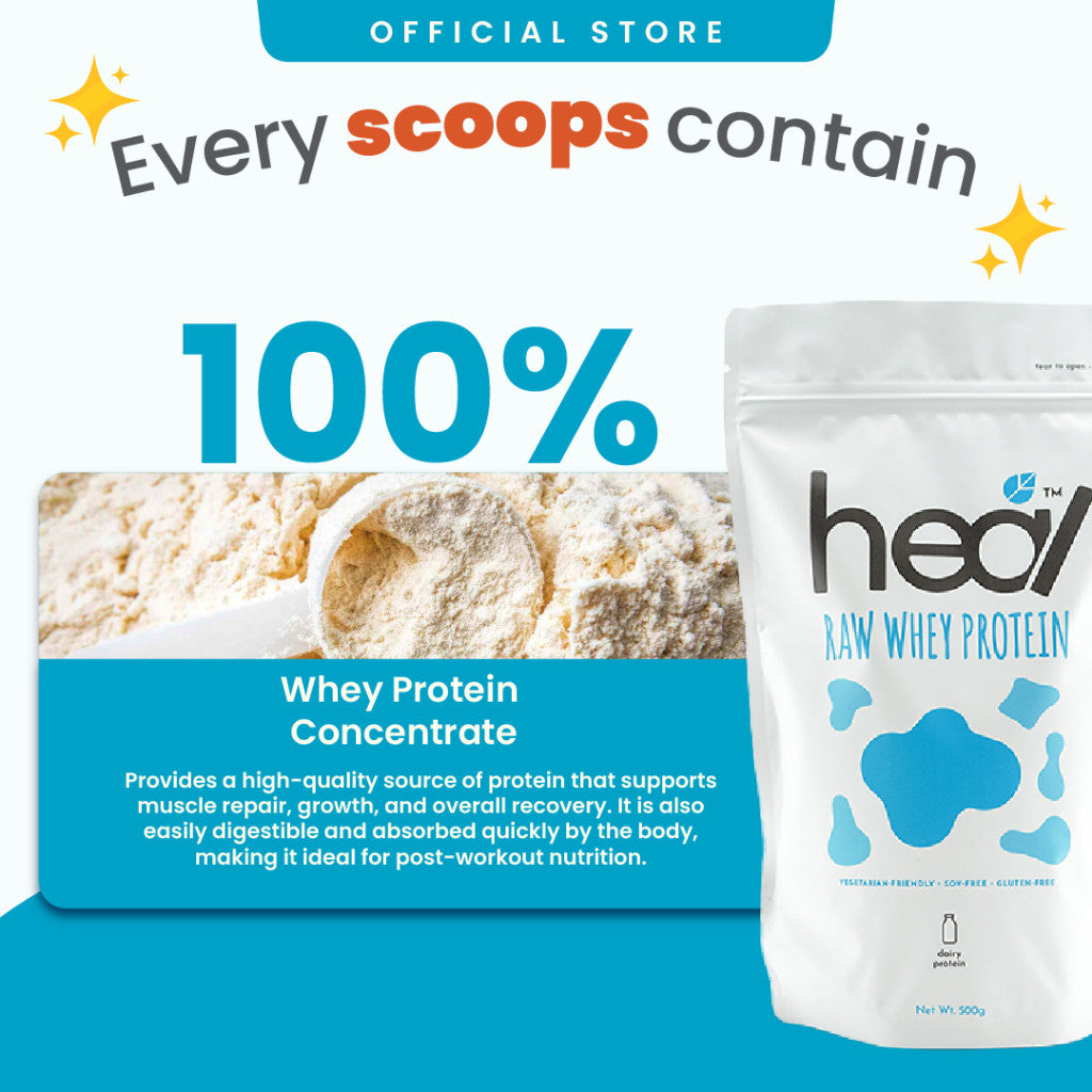[HEAL] Raw Concentrate Unflavored Dairy Whey Protein Shake Suitable for Muscle Gain/Diet (15 Servings)