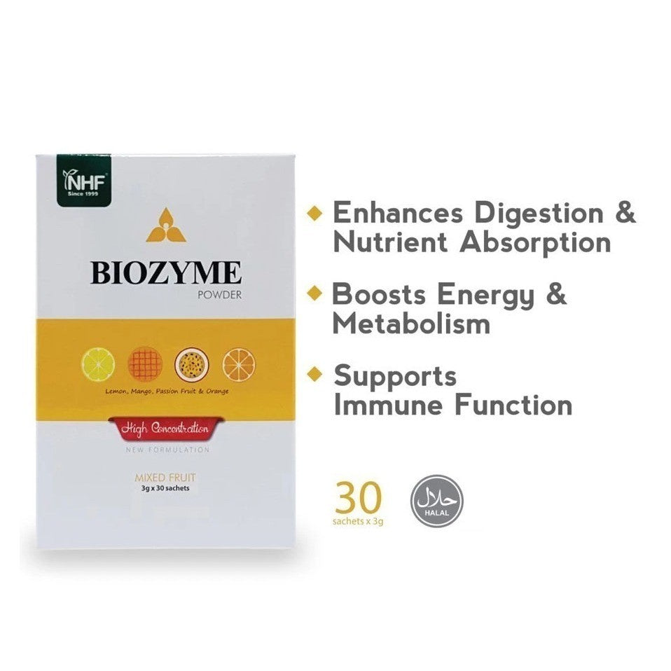 [NHF] - DR NORMAN Biozyme Powder Mixed Fruit Flavor Help Digestion Issue(3g) 30 Sachet Halal