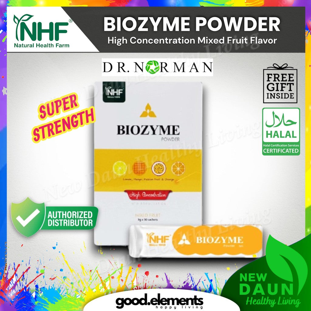 [NHF] - DR NORMAN Biozyme Powder Mixed Fruit Flavor Help Digestion Issue(3g) 30 Sachet Halal