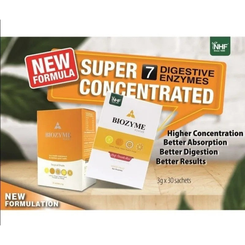 [NHF] - DR NORMAN Biozyme Powder Mixed Fruit Flavor Help Digestion Issue(3g) 30 Sachet Halal