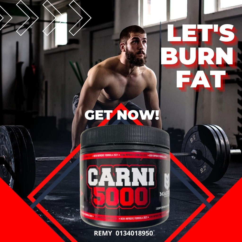 MASSPRO L-CARNITINE CARNI 5000 POWERED FAT BURNING 30 SERVING 60 SCOOP- Slimming Lipo 6 Hydroxycut Weight Loss