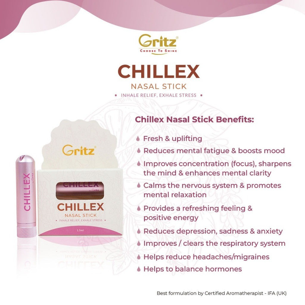 [GRITZ] CHILLEX - Nasal Stick Stress Relief, Anxiety Calming, Focus | Aromatherapy Inhaler