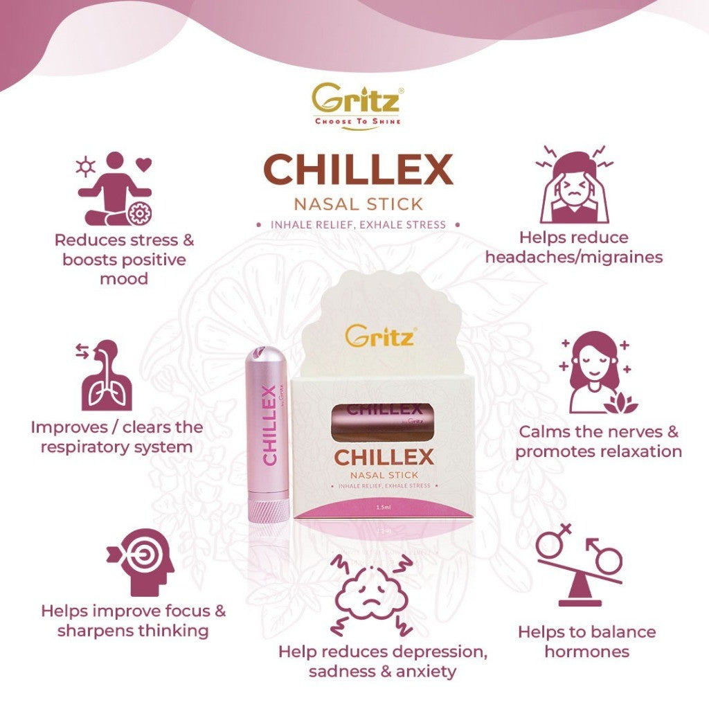 [GRITZ] CHILLEX - Nasal Stick Stress Relief, Anxiety Calming, Focus | Aromatherapy Inhaler