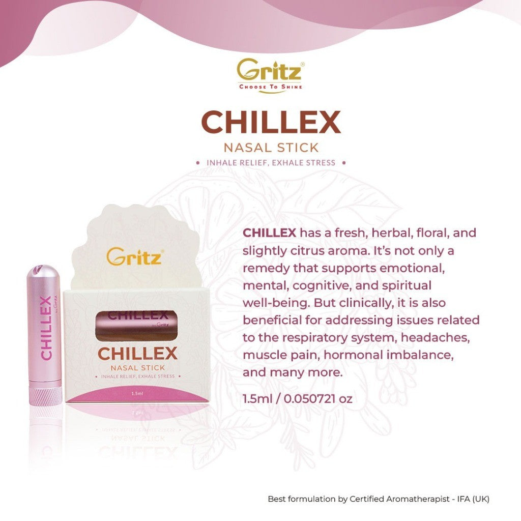 [GRITZ] CHILLEX - Nasal Stick Stress Relief, Anxiety Calming, Focus | Aromatherapy Inhaler